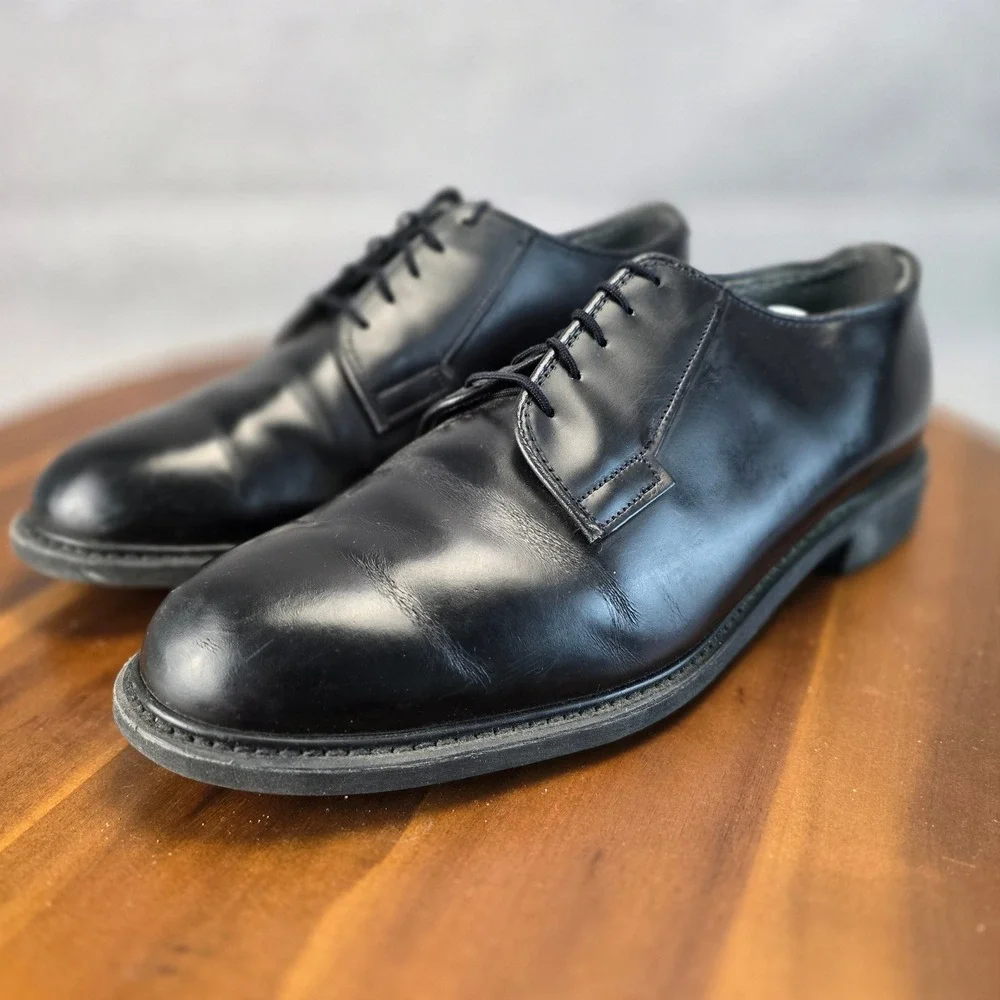 Bates Mens High Gloss Oxford Uniform Shoes Black E00968C‎ Vibram Sole Size 13 D